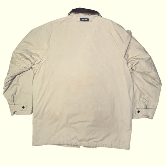 Nautica Mens chore barn coat Tan Corduroy Collar Size Large Quilted Lined - Picture 2 of 9